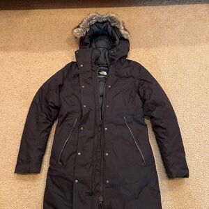 THE NORTH FACE WOMANS ARCTIC PARKA DOWN FUR HOOD LONG BLACK COAT M MSRP $350 TNF